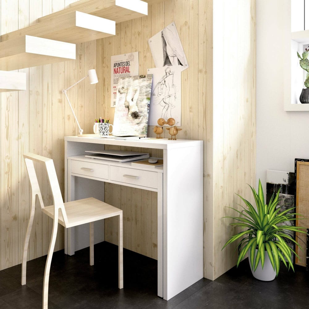Bureau effet bois blanc 117x70 cm - Maisons du Monde