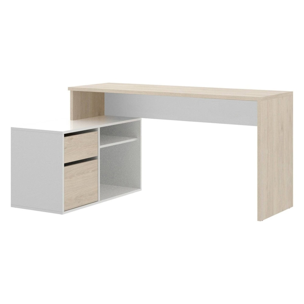 Dmora Schreibtisch in weißer Holzoptik, Eiche 139x92h75 cm style modern - Holz