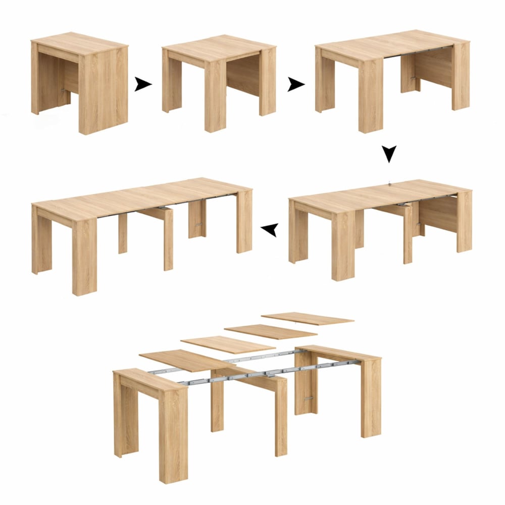 Dmora Ausziehbare Konsole mit Eichenholzeffekt 239x90h77 cm style modern Braun