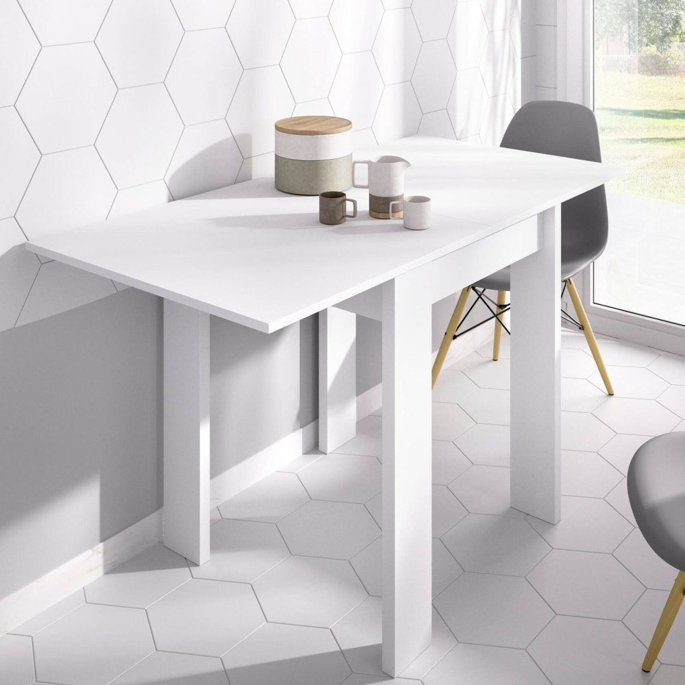 Table à rallonge effet bois blanc 79/134x67h79 cm - Maisons du Monde