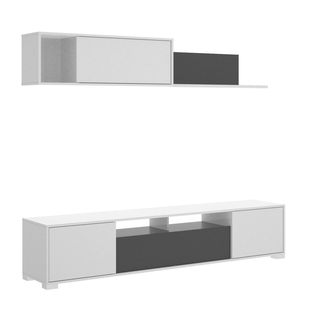 Meuble TV effet bois blanc, anthracite 206x41 cm