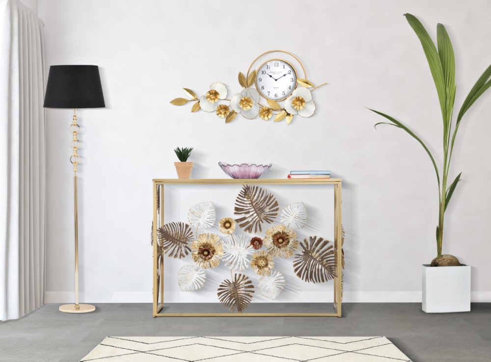 Konsolentisch aus Metall mit Blumen und Blättern 113x40x80 cm -