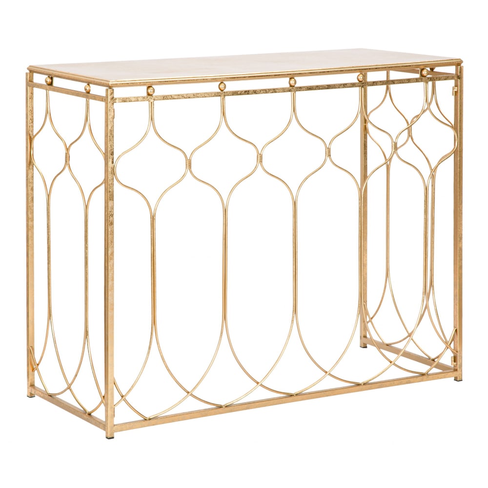 Console rectangulaire en métal doré avec plateau doré cm 96,5x41x78