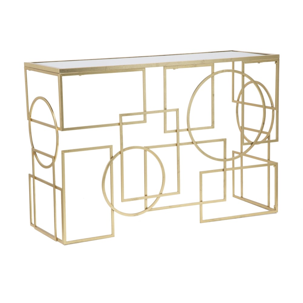 Console géométrique en métal doré cm 120x41x81