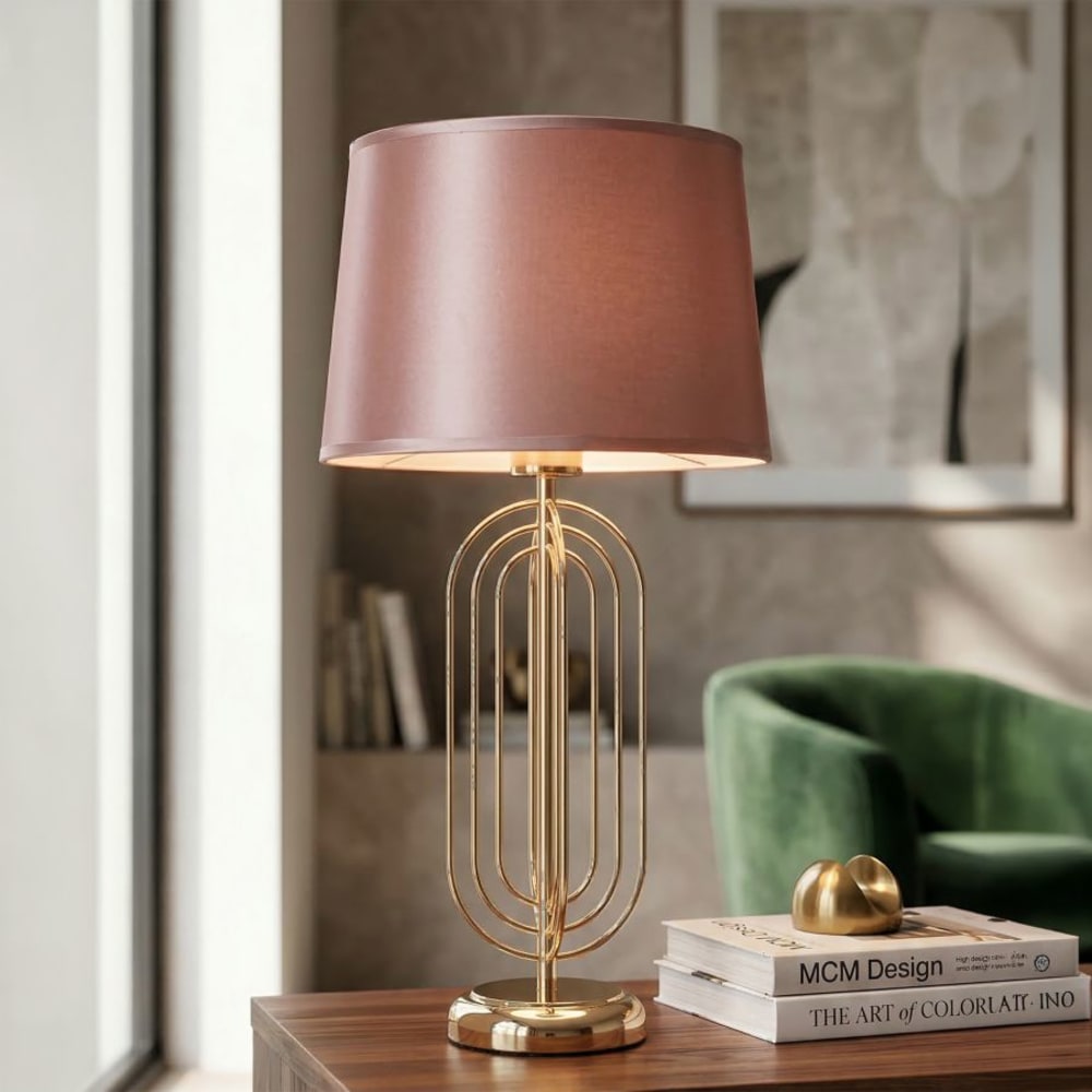Mauro Ferretti Tischlampe aus Metall, 28 x 55 cm, rosa style classic chic Gold Metall