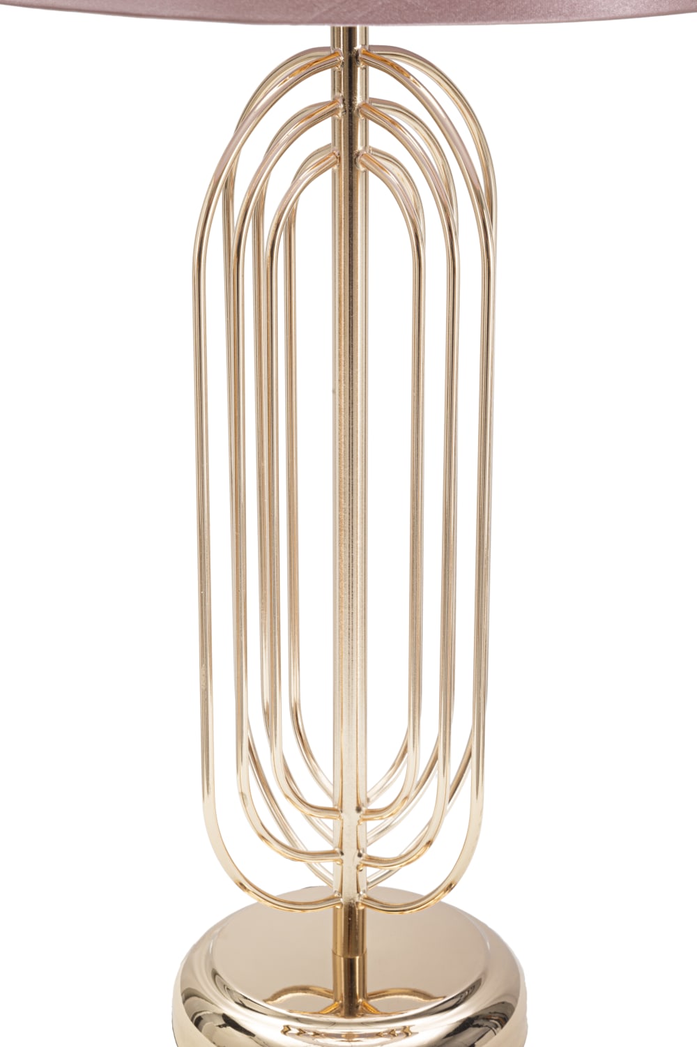 Lampe de table en métal doré avec abat-jour rose ø 28x55 cm — vue 4