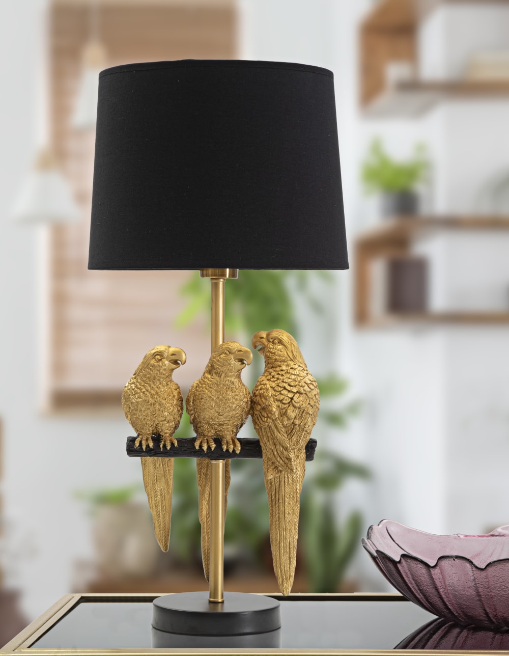 Lampe de table en métal doré avec perroquets ø cm 30x62,5 — vue 4