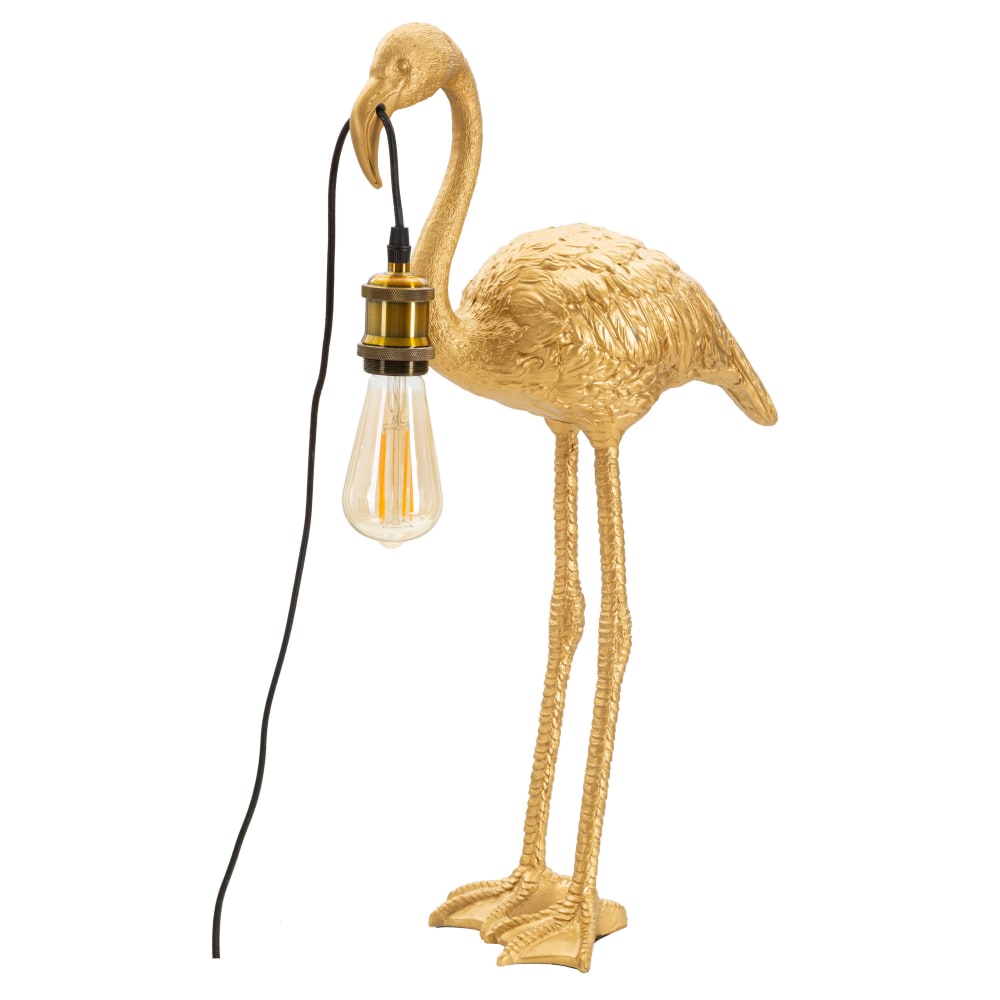 Lampe de table flamant rose en résine dorée 37x19x59 cm