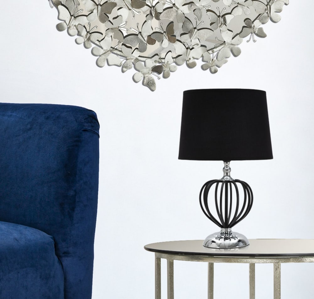 Schwarze Metalllampe mit schwarzem Lampenschirm, Ø 28 x 44,5 cm -