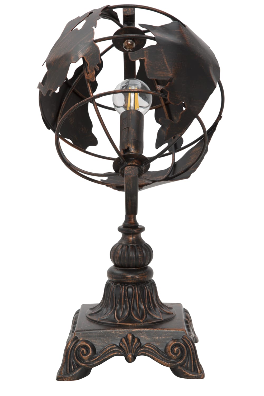 Lampe de table en métal marron en forme de globe, 24x20x40 cm — vue 4