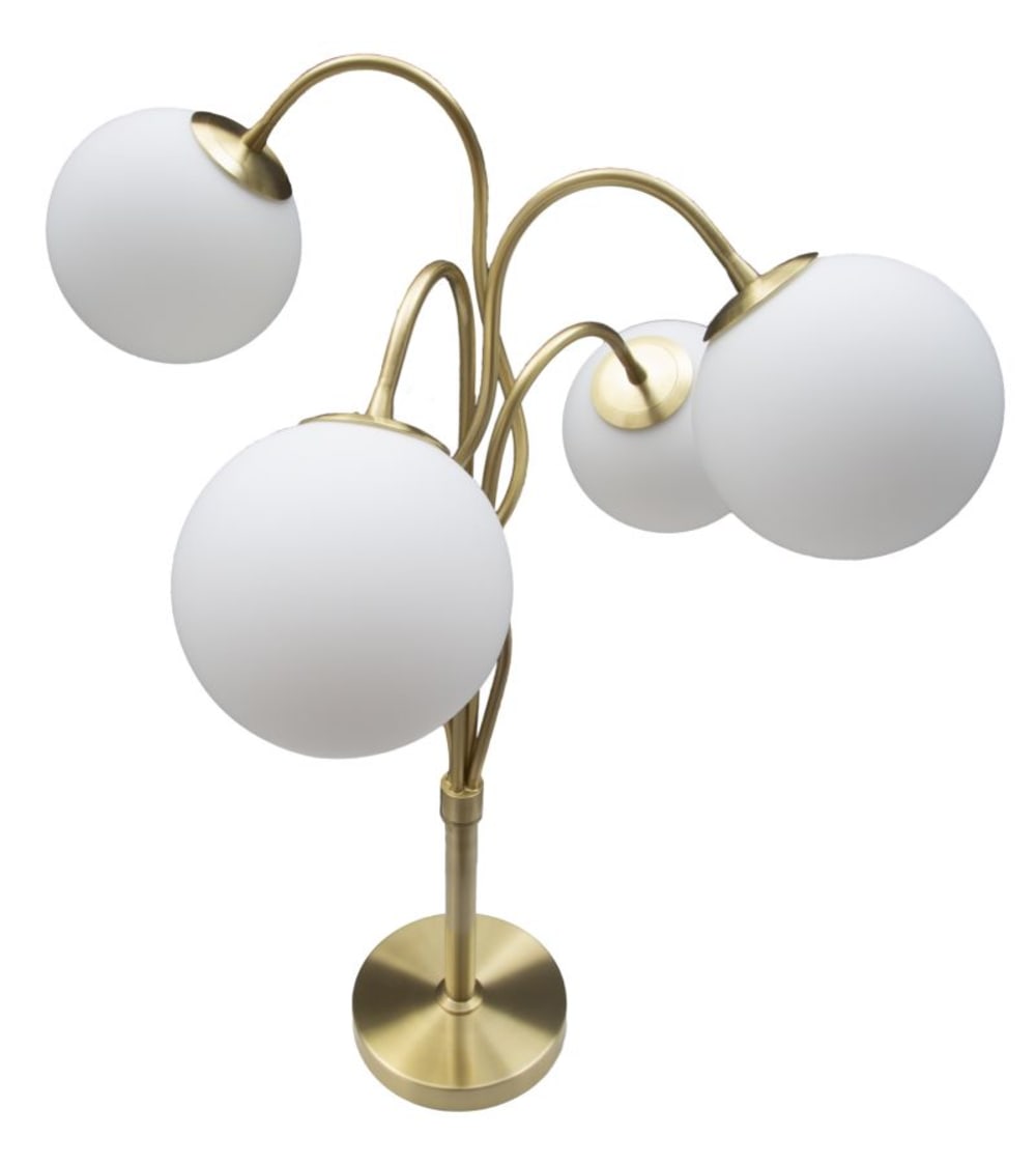 Lampe de table en métal doré avec 4 sphères en verre ø cm 53x74 — vue 4