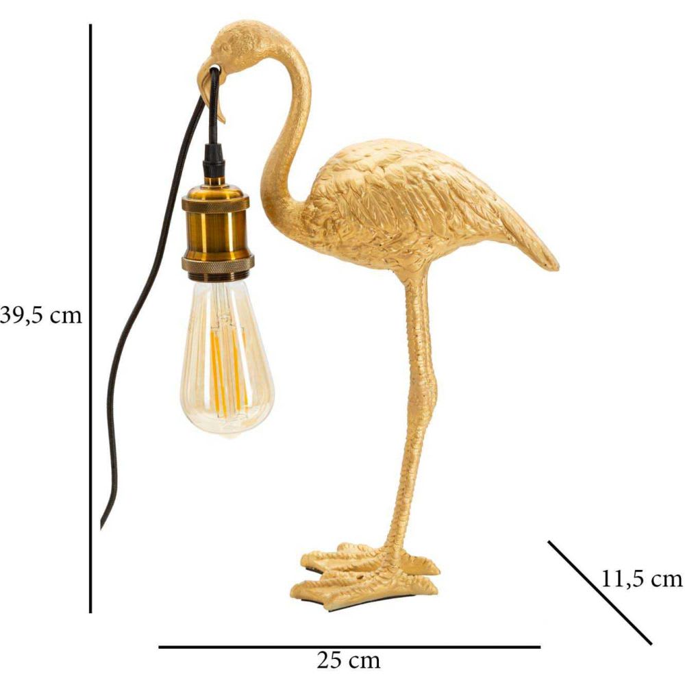 Lampe de table flamant rose en résine dorée 25x11,5x39,5 cm — vue 4