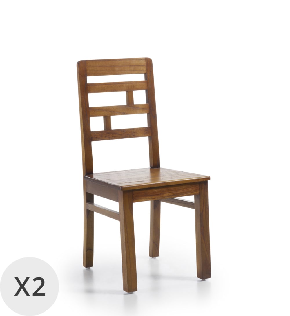 MOYCOR 2er Set Stühle aus Holz, beige Braun Holz