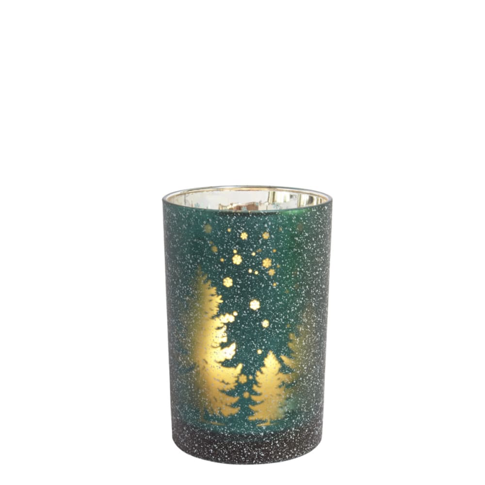 Sia Deco Dekoratives Windlicht aus Glas H18, Grün und Silber style modern Grün Glas