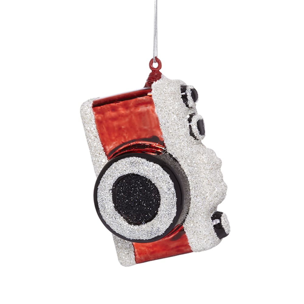 Suspension décorative de noël appareil photo en verre argenté L10