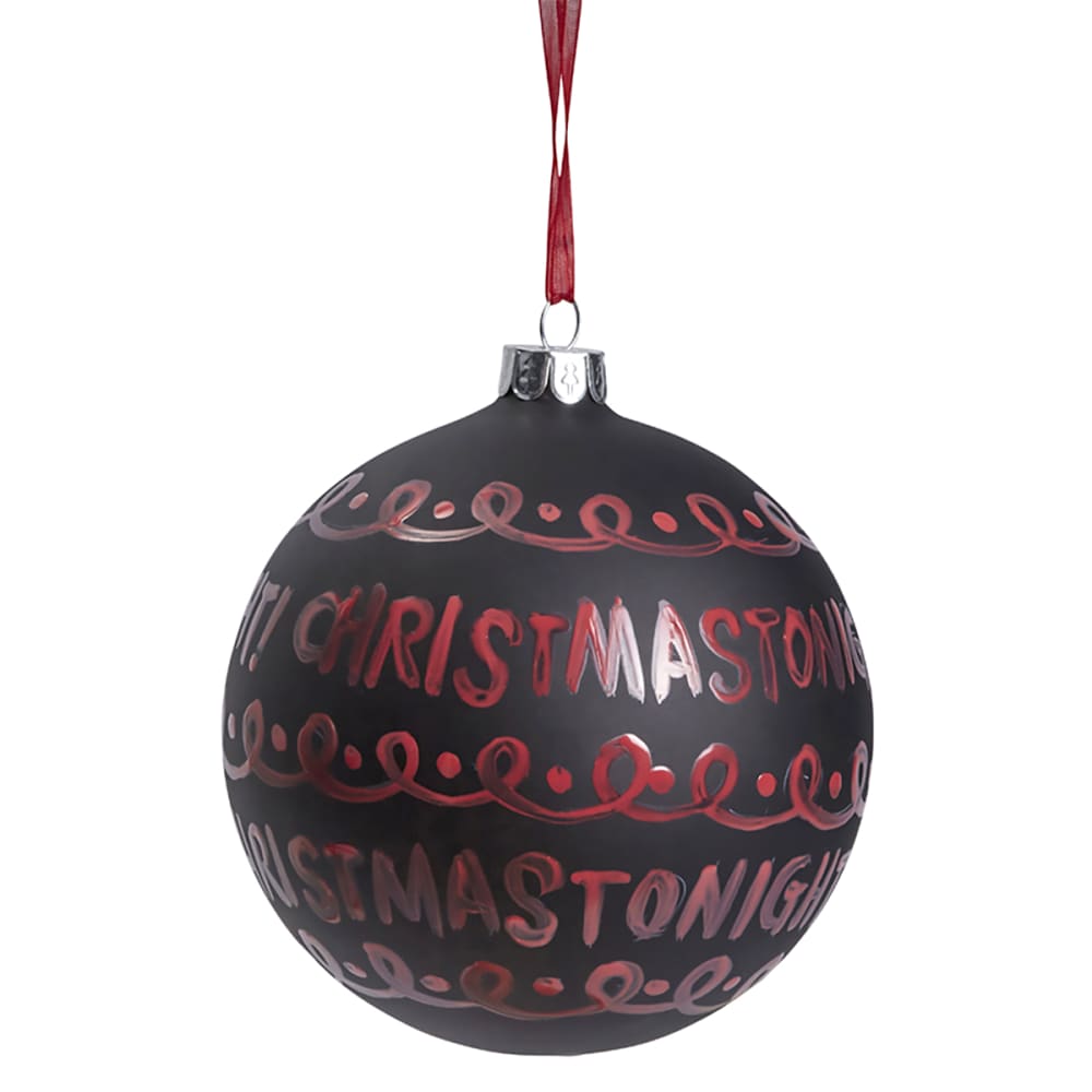 Boule de noël à écritures merry xmas en verre noir et rouge D10 Boule de noël à écritures merry xmas en verre noir et rouge D10