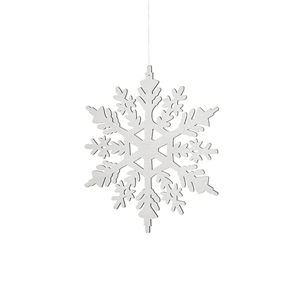 Suspension décorative de noël flocon en bois blanc H39