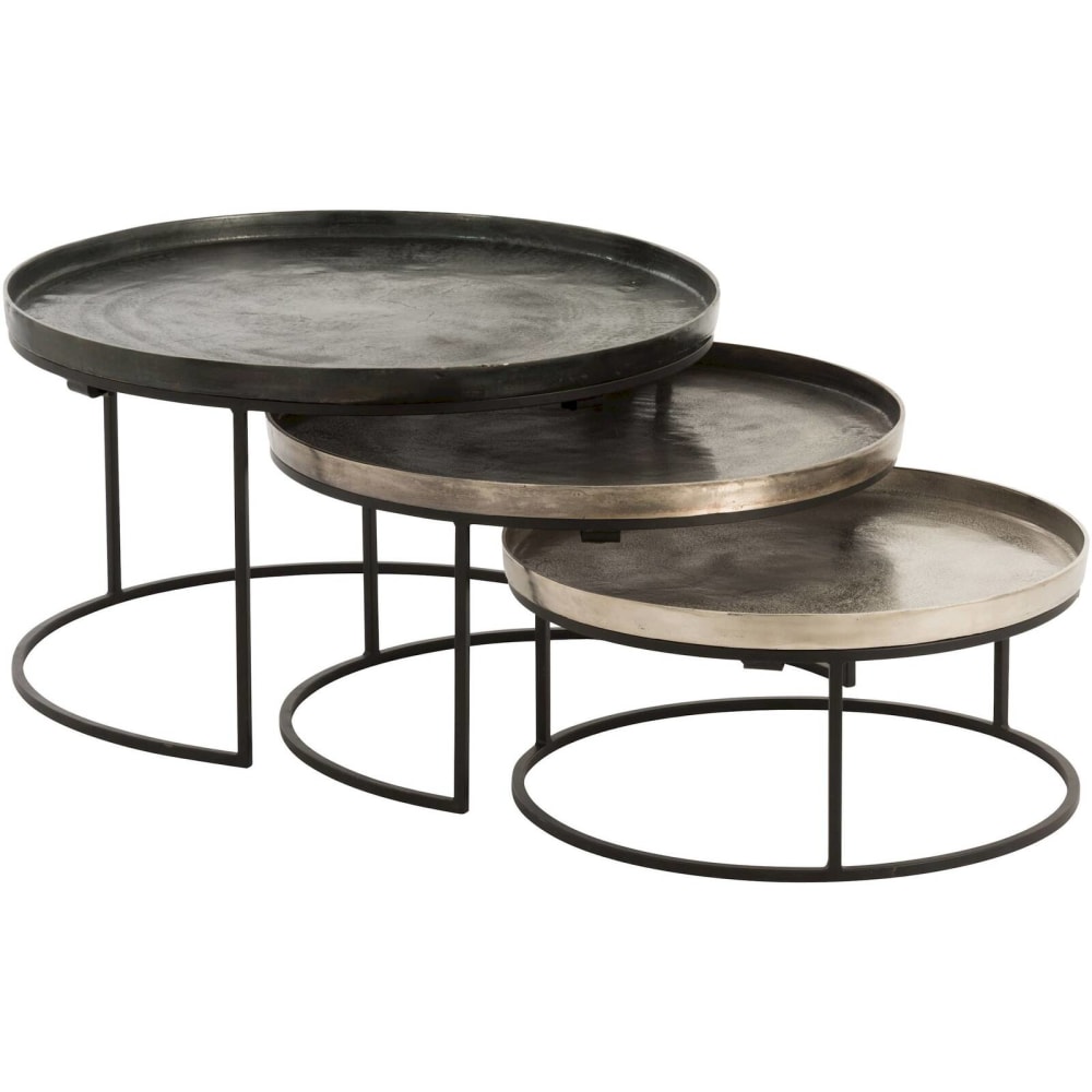 Tables gigognes rondes en aluminium alvan (lot de 3)