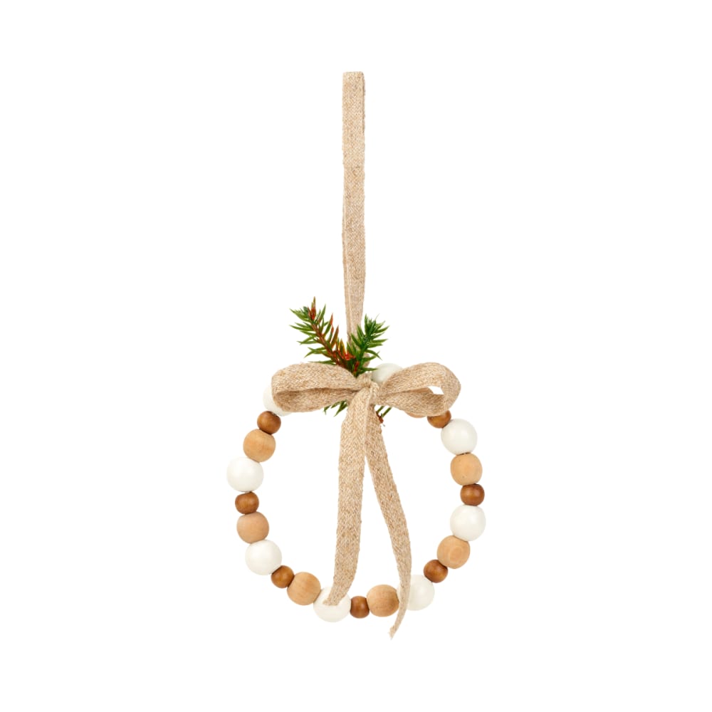 Suspension de noël décorative cercle en bois beige et marron D10