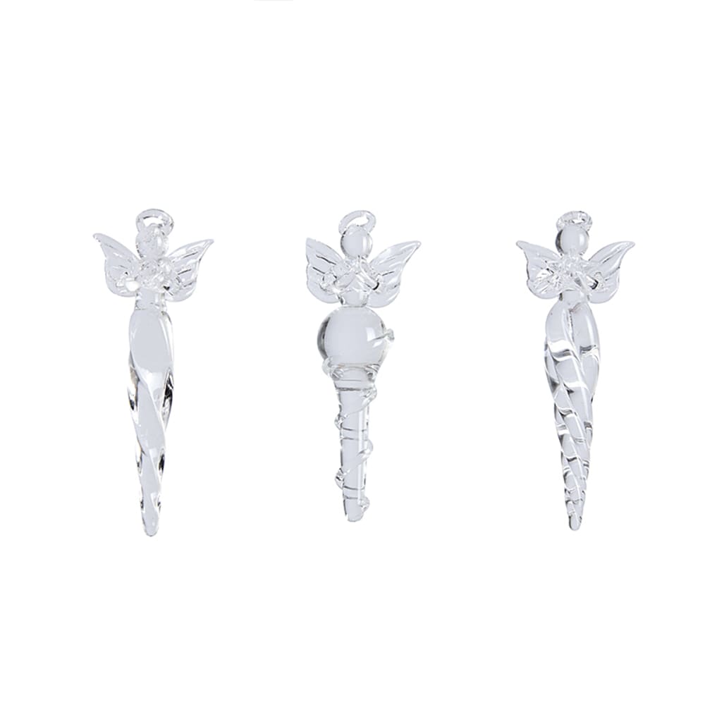 Set de 3 suspensions de noël fées en verre transparent et argenté H9