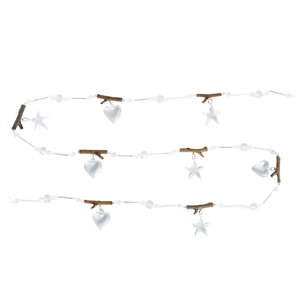 Guirlande décorative de cœurs et d'étoiles en verre transparent H180