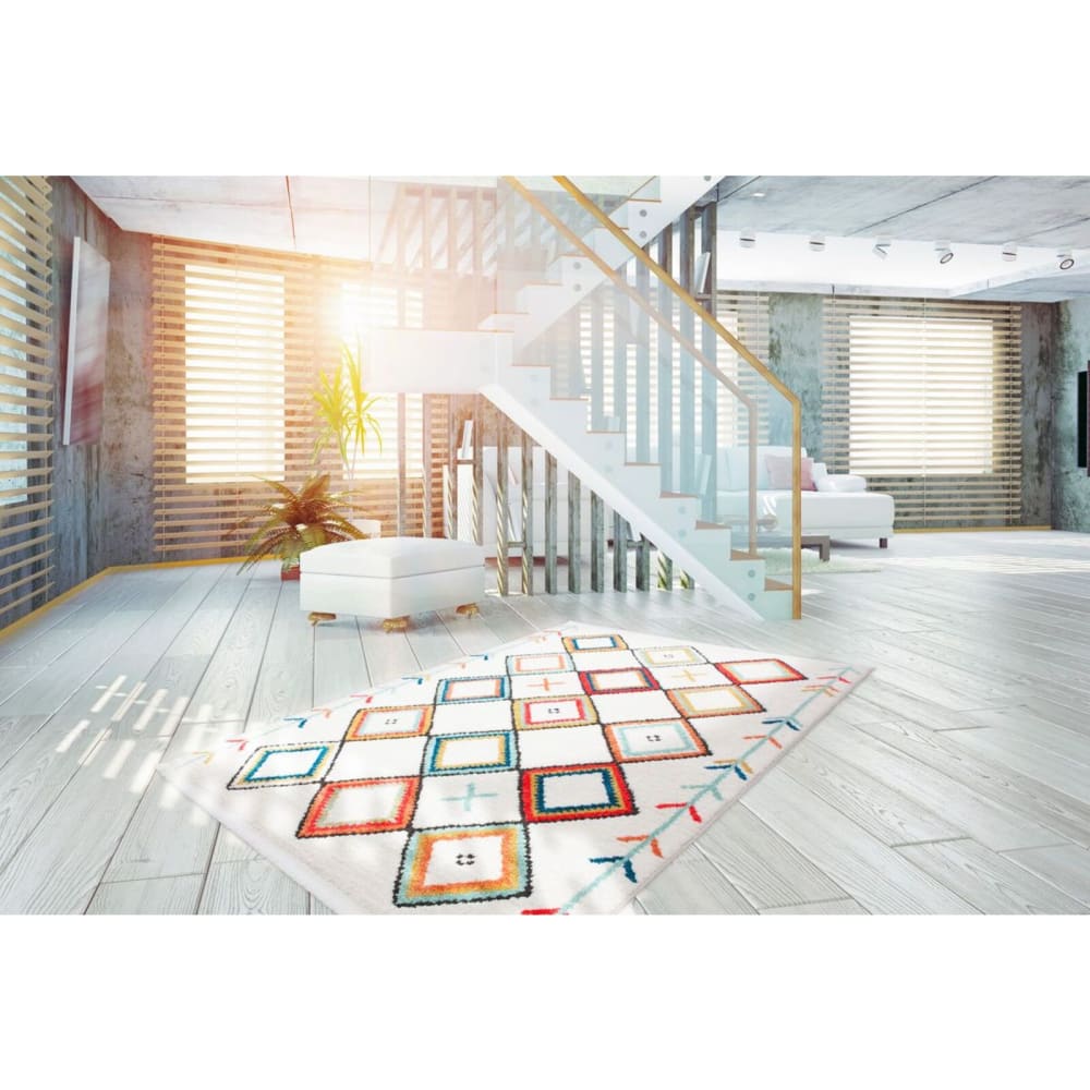 ReCollection Tapis tissé rectangulaire, agadir style inspirations d'ailleurs Blanc Certifié Oeko-Tex Pvc - Poly Chlorure De Vinyle