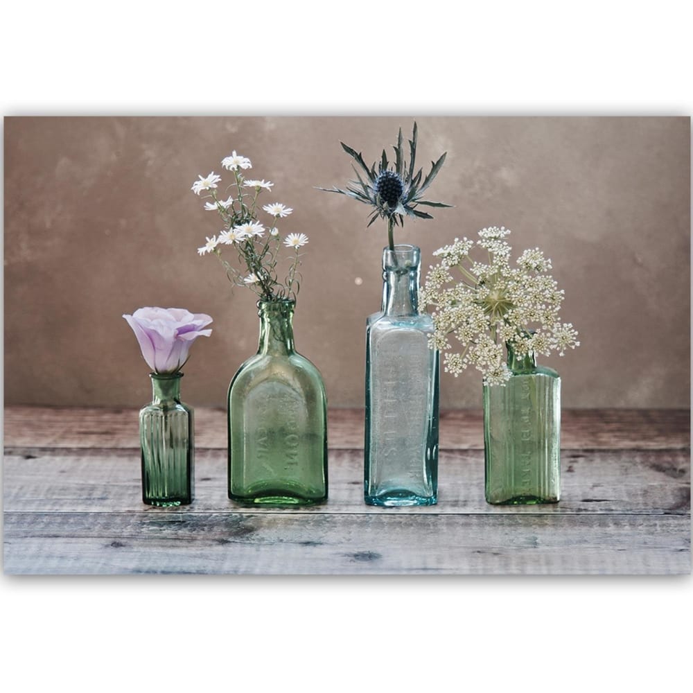 Tableau fleurs de bois dans des vases en verre 120 x 80 cm — vue 3