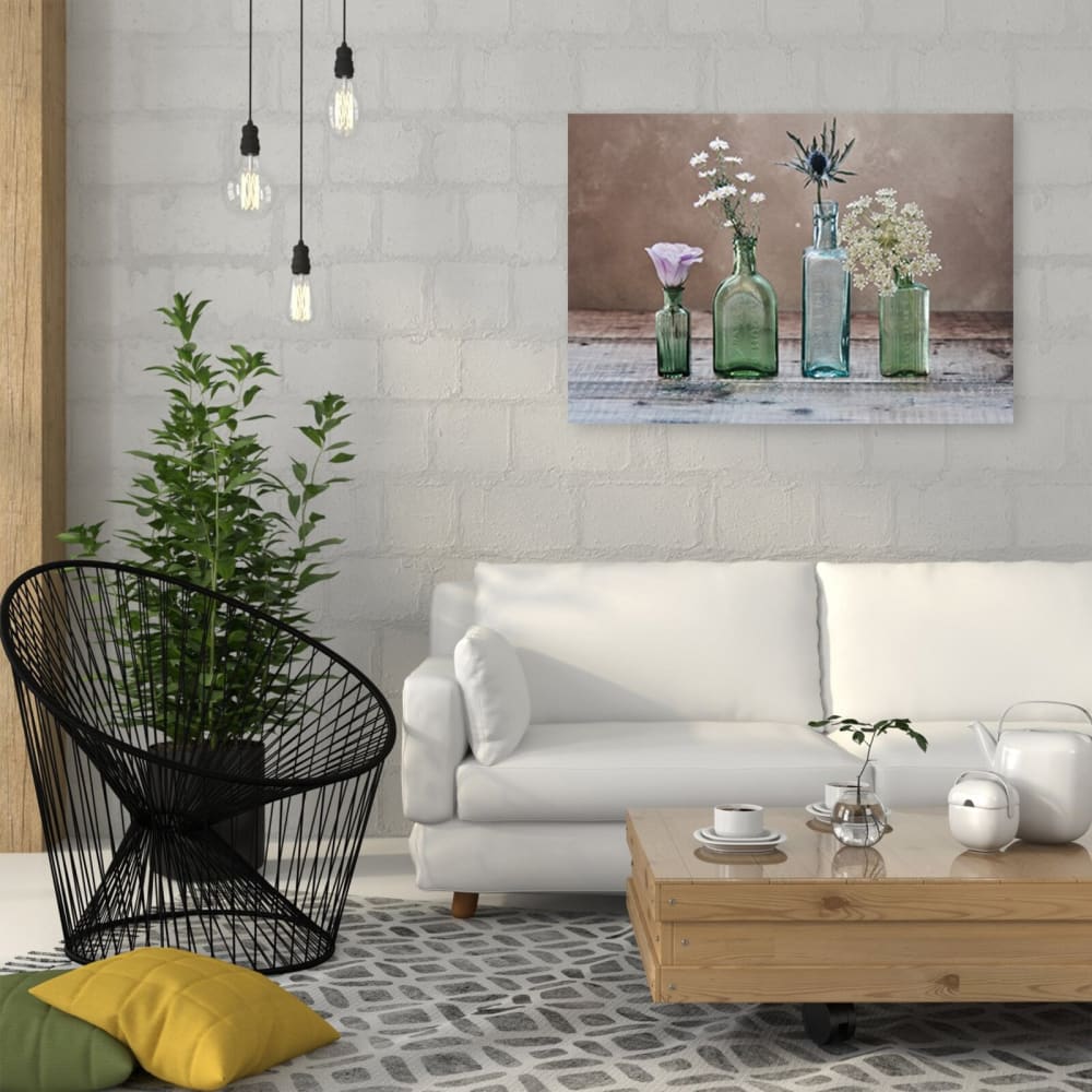 Tableau fleurs de bois dans des vases en verre 120 x 80 cm — vue 4