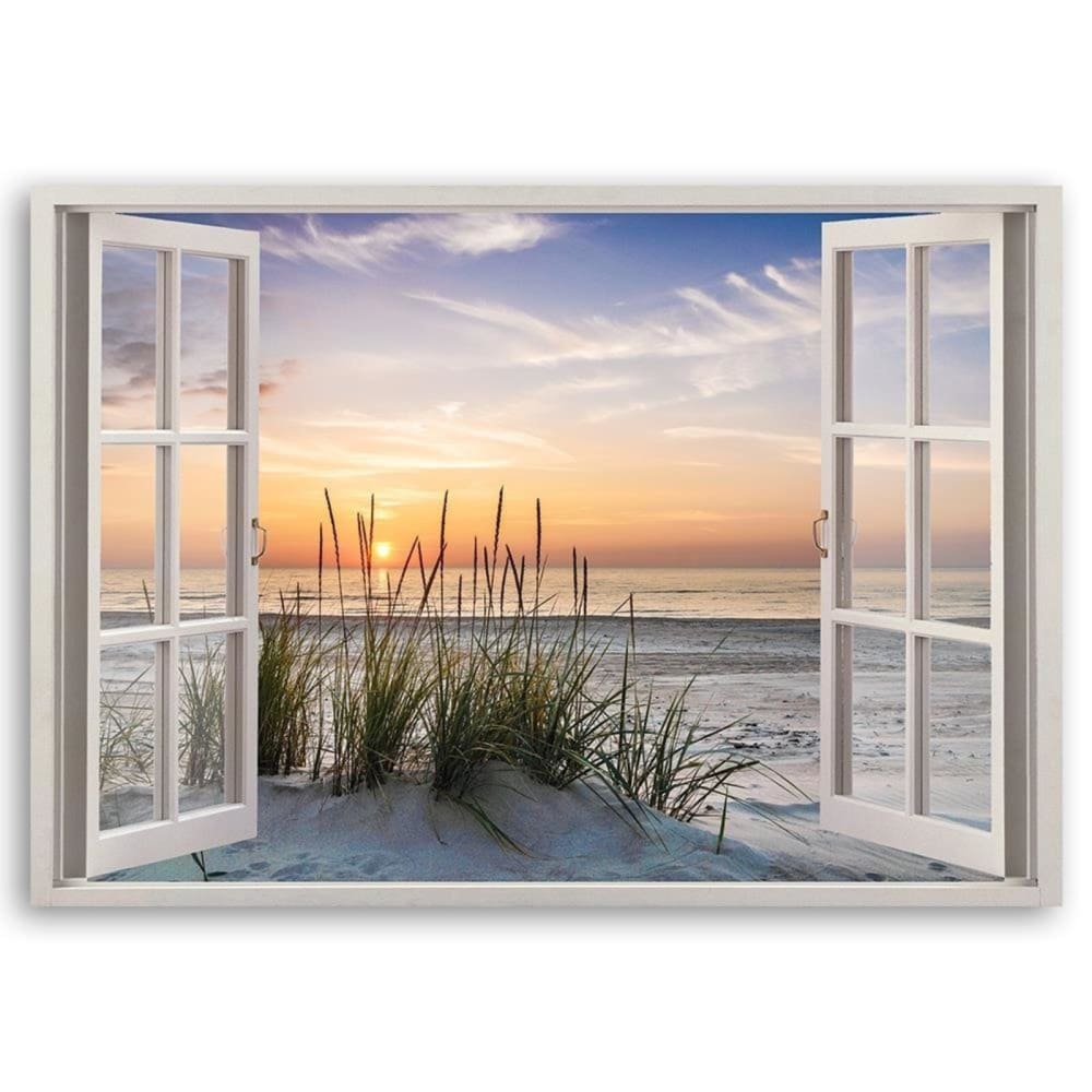 Tableau fenêtre sur la plage 120 x 80 cm - Maisons du Monde
