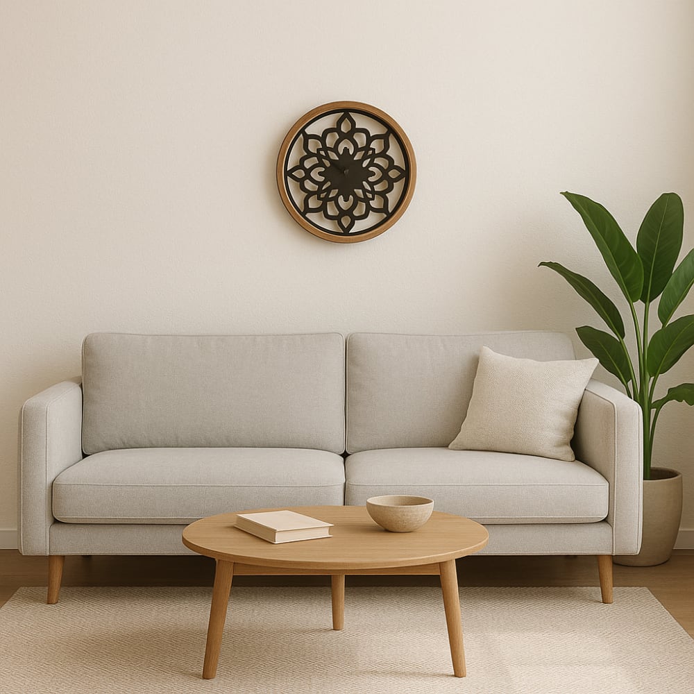 Horloge murale en bois de sapin beige et gris foncé H56 - Maisons du Monde