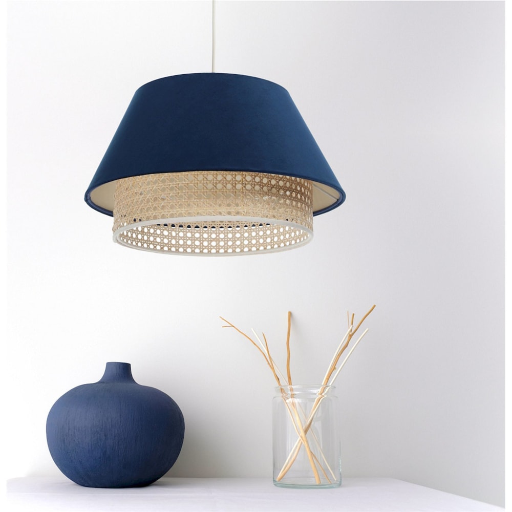 Suspension extérieure en rotin et tissu velours Sensei