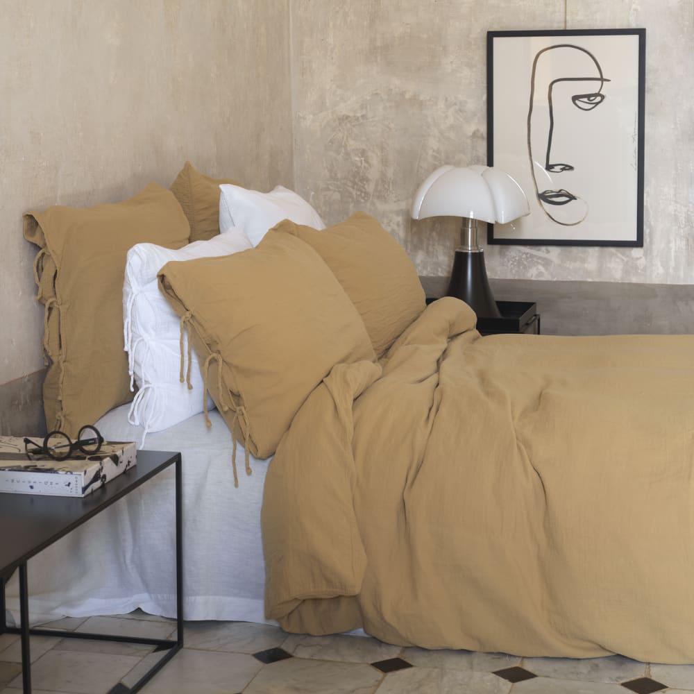 Taie d'oreiller en gaze de coton light camel 65X65 CM — vue 3