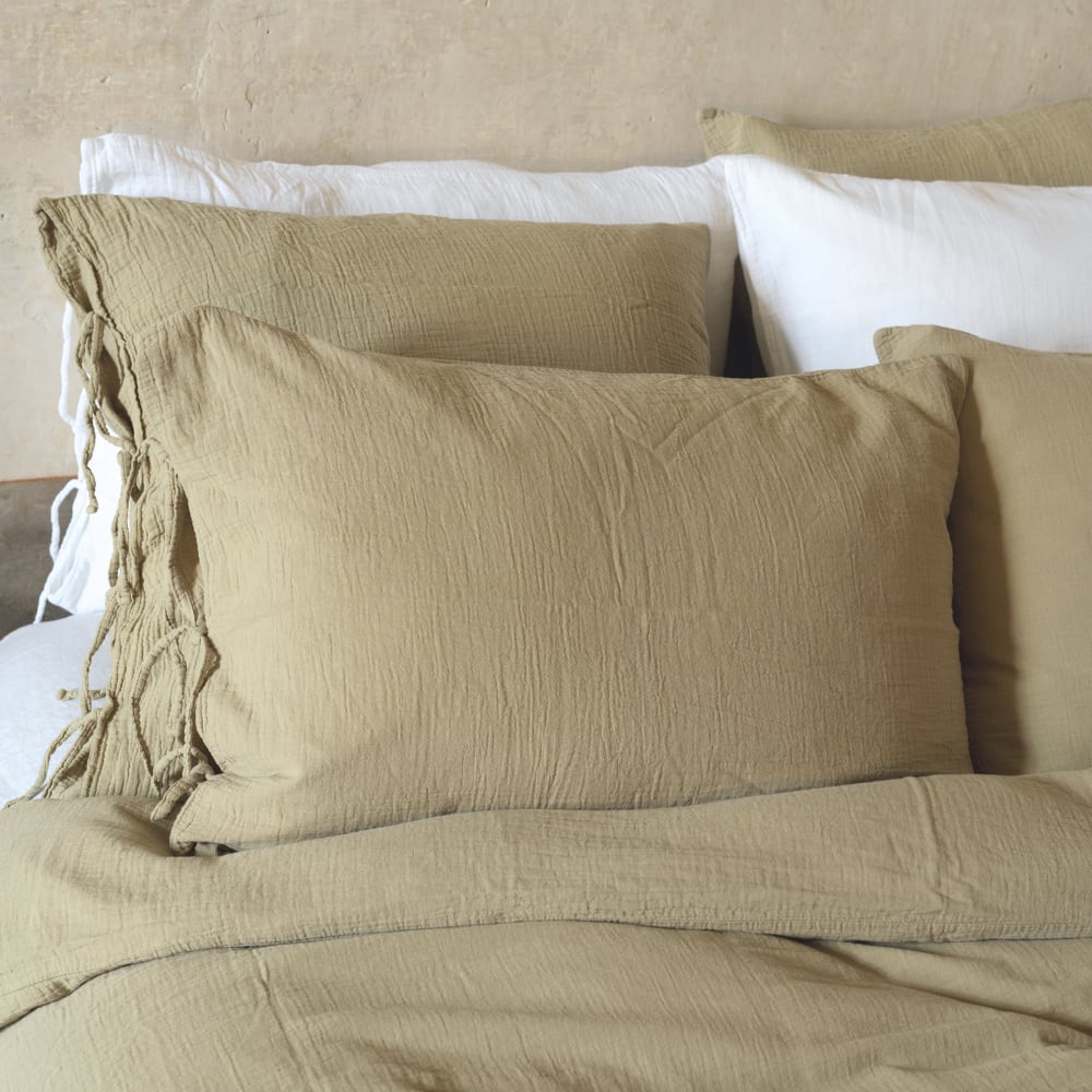 Taie d'oreiller en gaze de coton light mastic 65X65 CM — vue 3