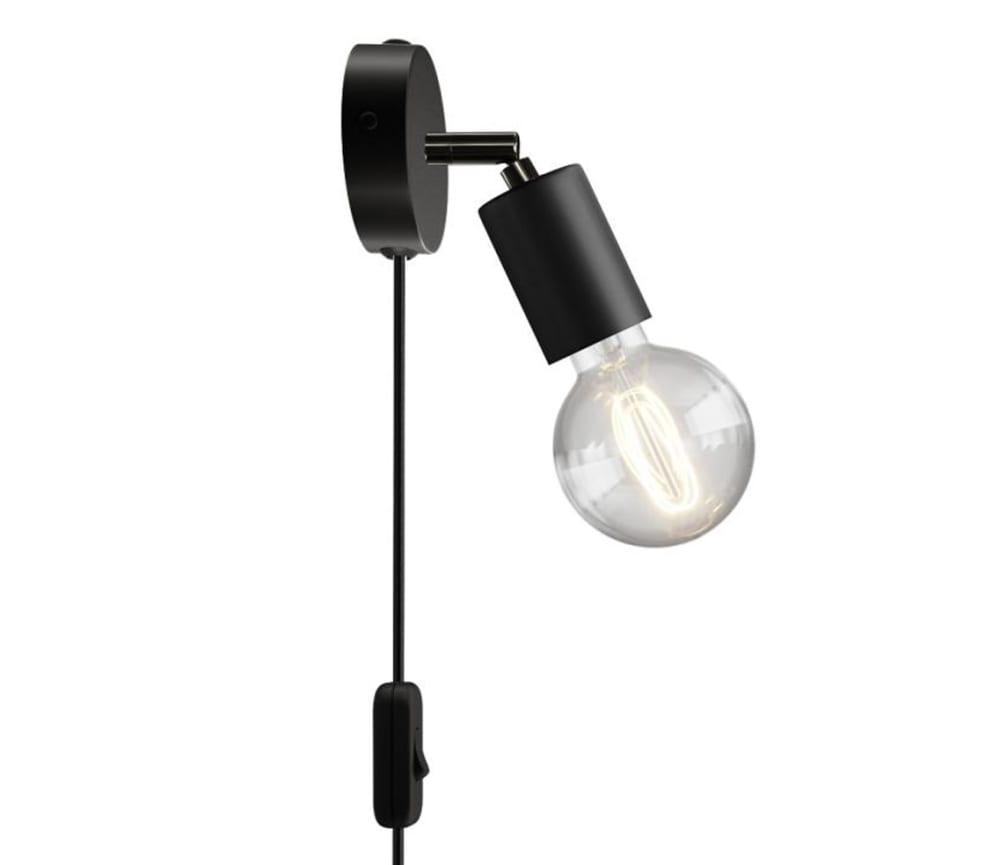 Creative Cables Wandleuchte mit schwarzem Metallstecker und Drehgelenk - Metall