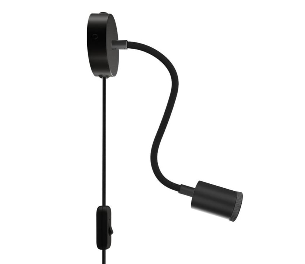 Creative Cables Wandleuchte mit Sockel und Verlängerung 30 cm, schwarz - Metall