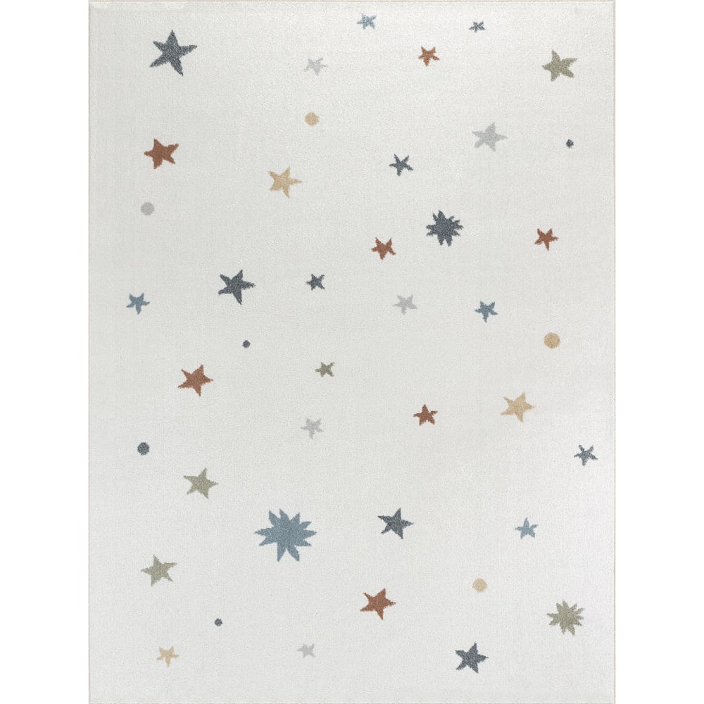 Tapis Enfant Lavable en Machine Étoiles Multicolore/Beige 120x170