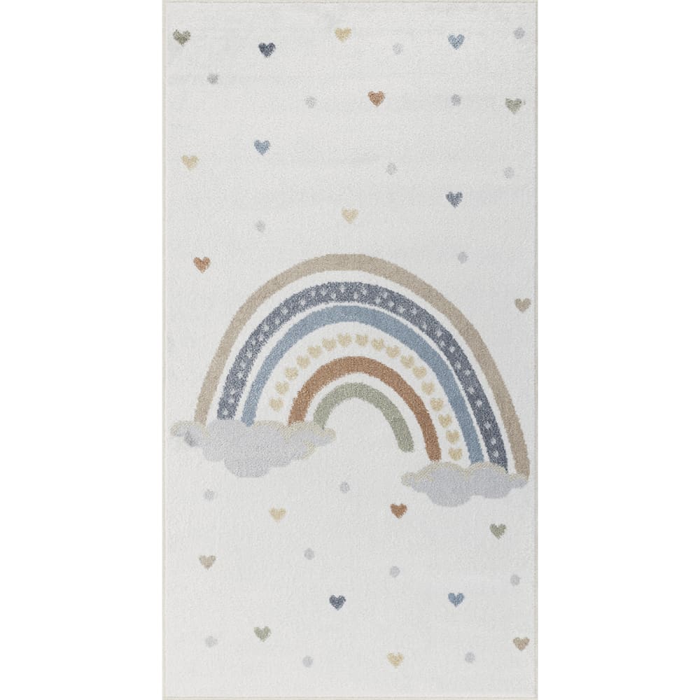 Tapis Enfant Lavable en Machine Arc-en-Ciel Multicolore/Orange 80x150