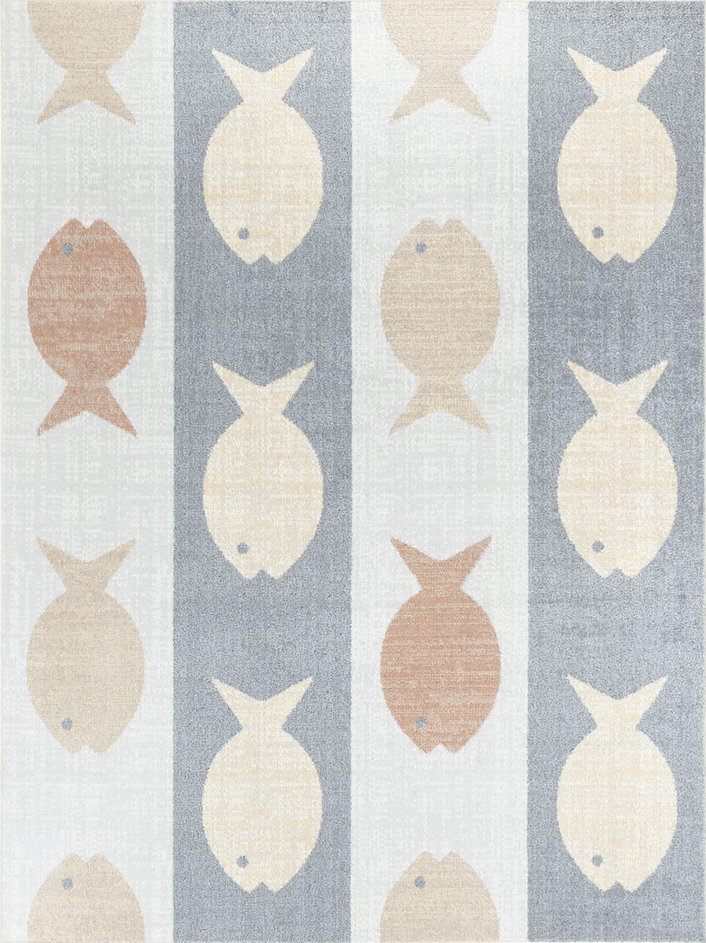 Tapis Enfant Lavable en Machine Poissons Beige/Gris/Orange 160x213