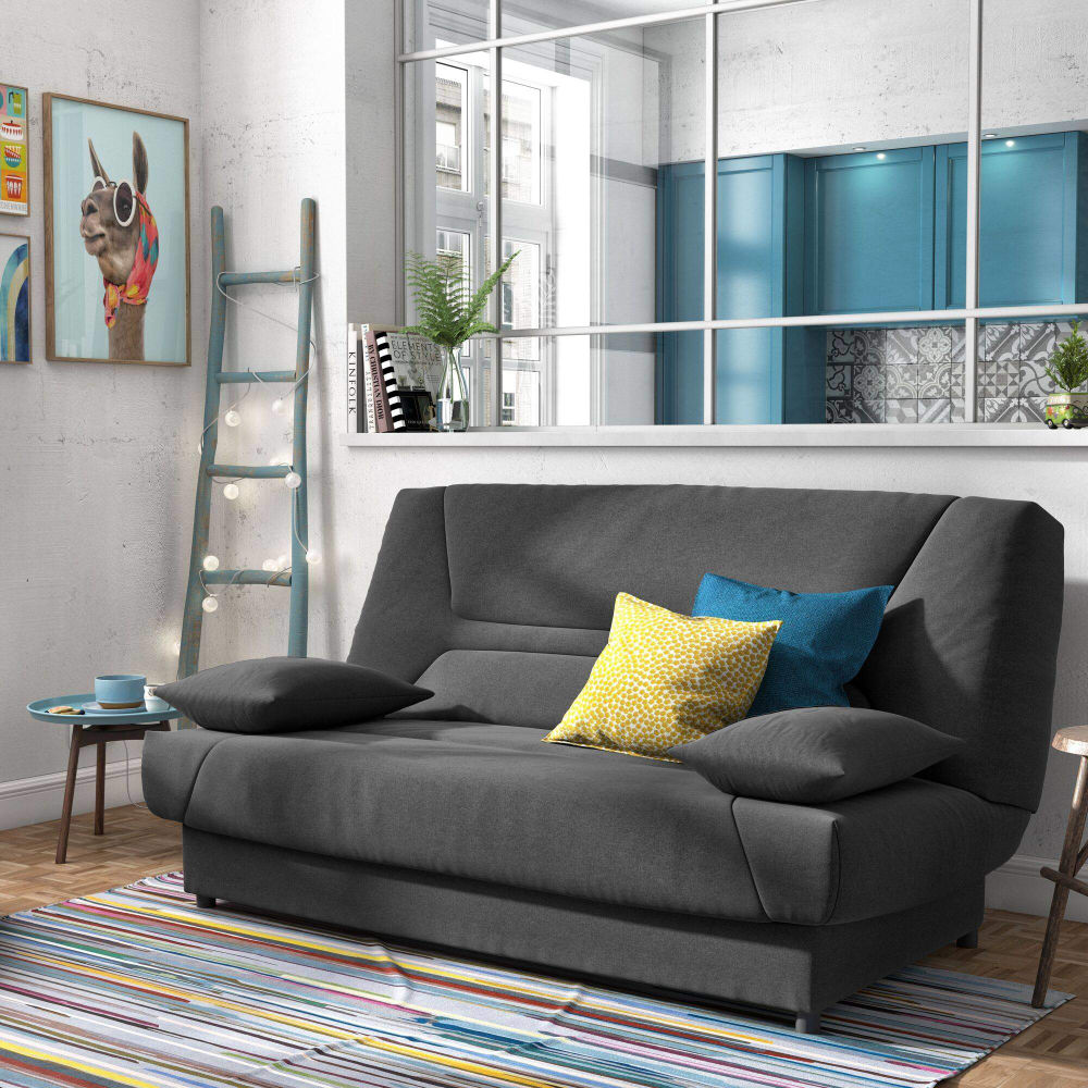 Banquette clic-clac avec matelas de 13 cm gris foncé