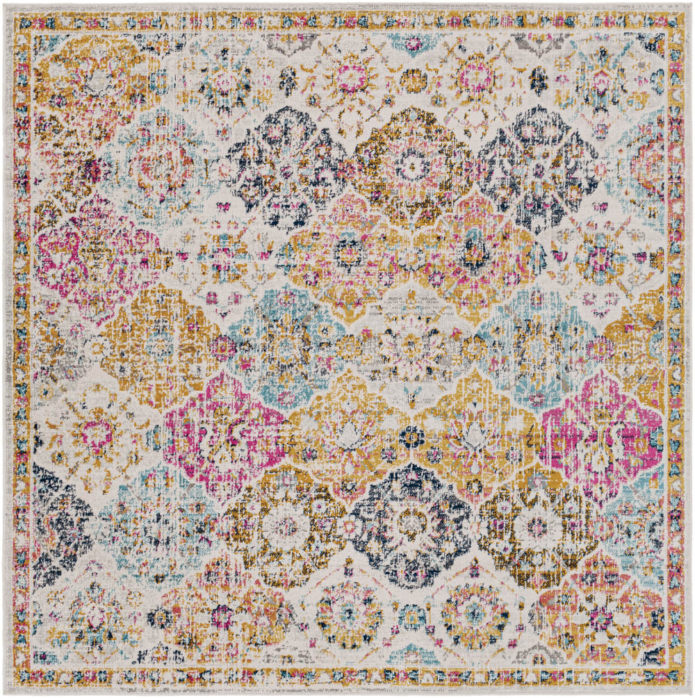 Tapis Carré Vintage Oriental Multicolore/Orange 200x200