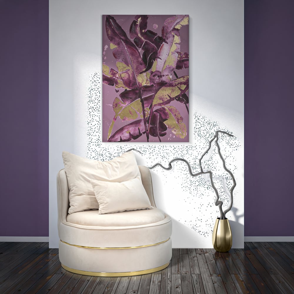 Mauro Ferretti Leinwanddruck mit lila Blättern, 80 x 3 x 120 cm style modern Violett Holz