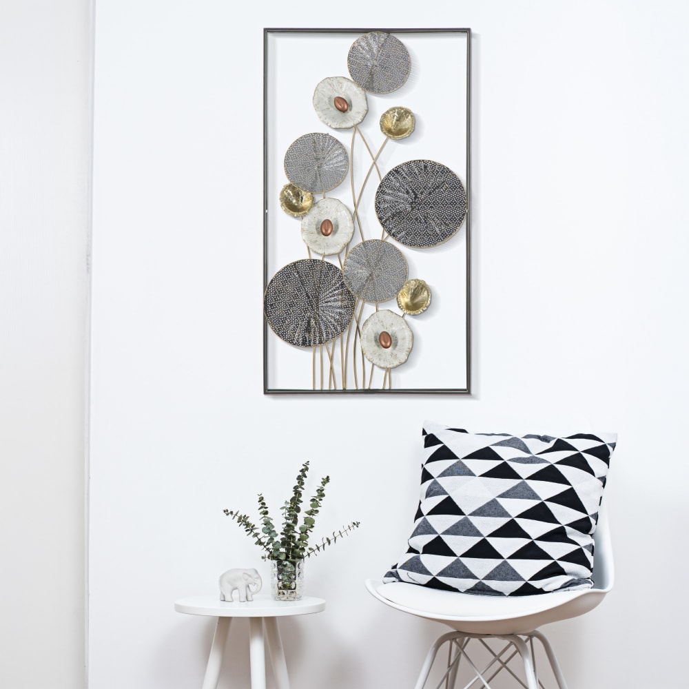 Mauro Ferretti 3D-Dekorplatte aus mehrfarbigem Metall, 50 x 6 x 90,5 cm style classic chic - Metall