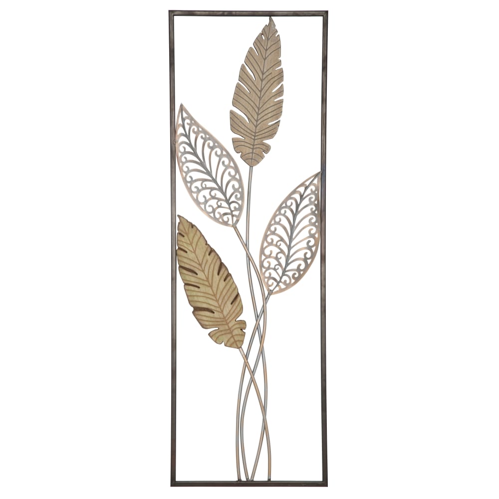 Panneau décoratif 3d en métal et bois marron cm 30,5x1,90x91