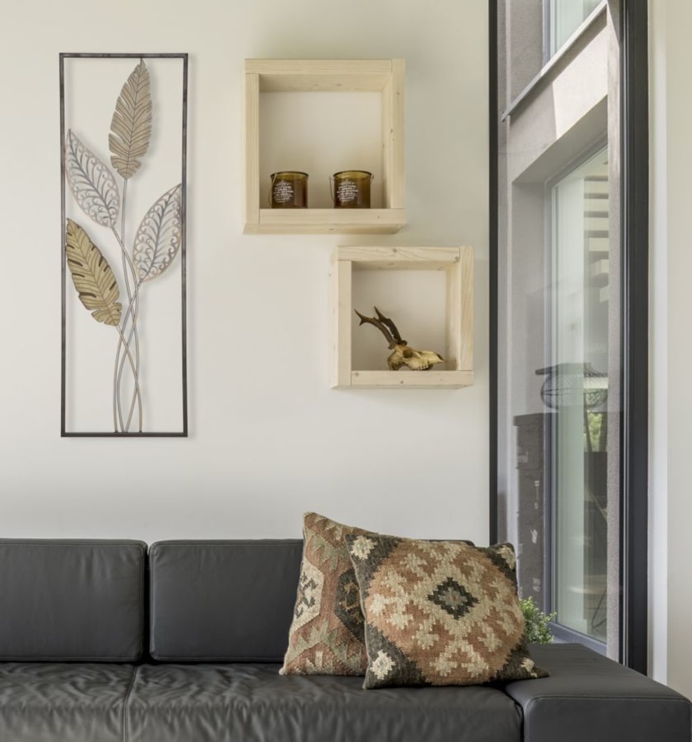 Panneau décoratif 3d en métal et bois marron cm 30,5x1,90x91 — vue 3