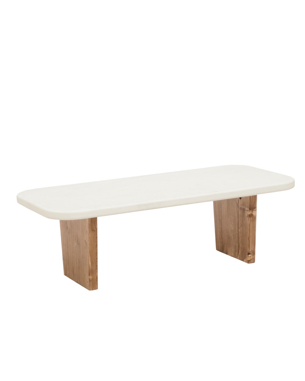 Table basse en microciment avec pieds en bois vieilli 95x30cm