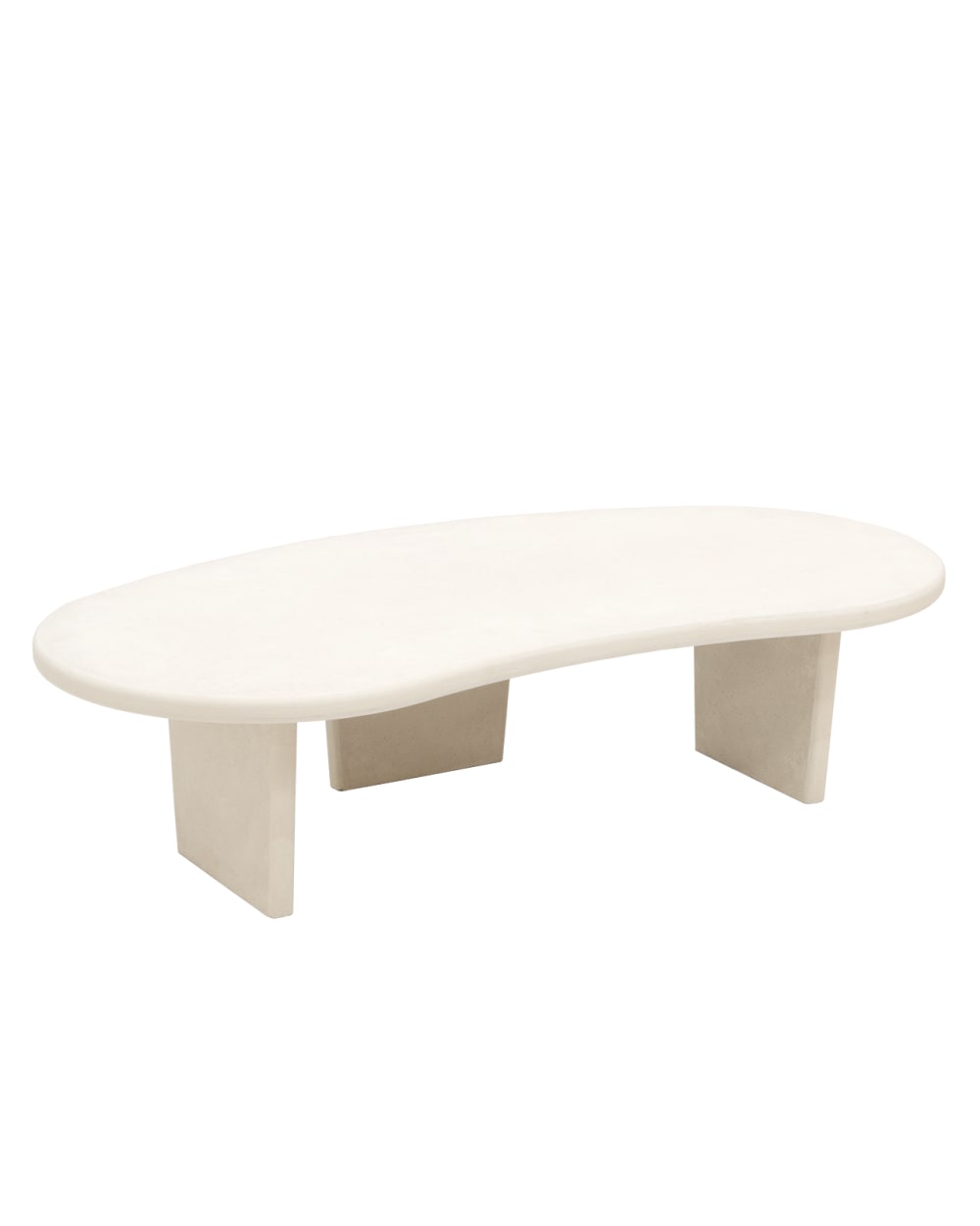 Table basse en microciment avec trois pieds blanc cassé 120x30cm