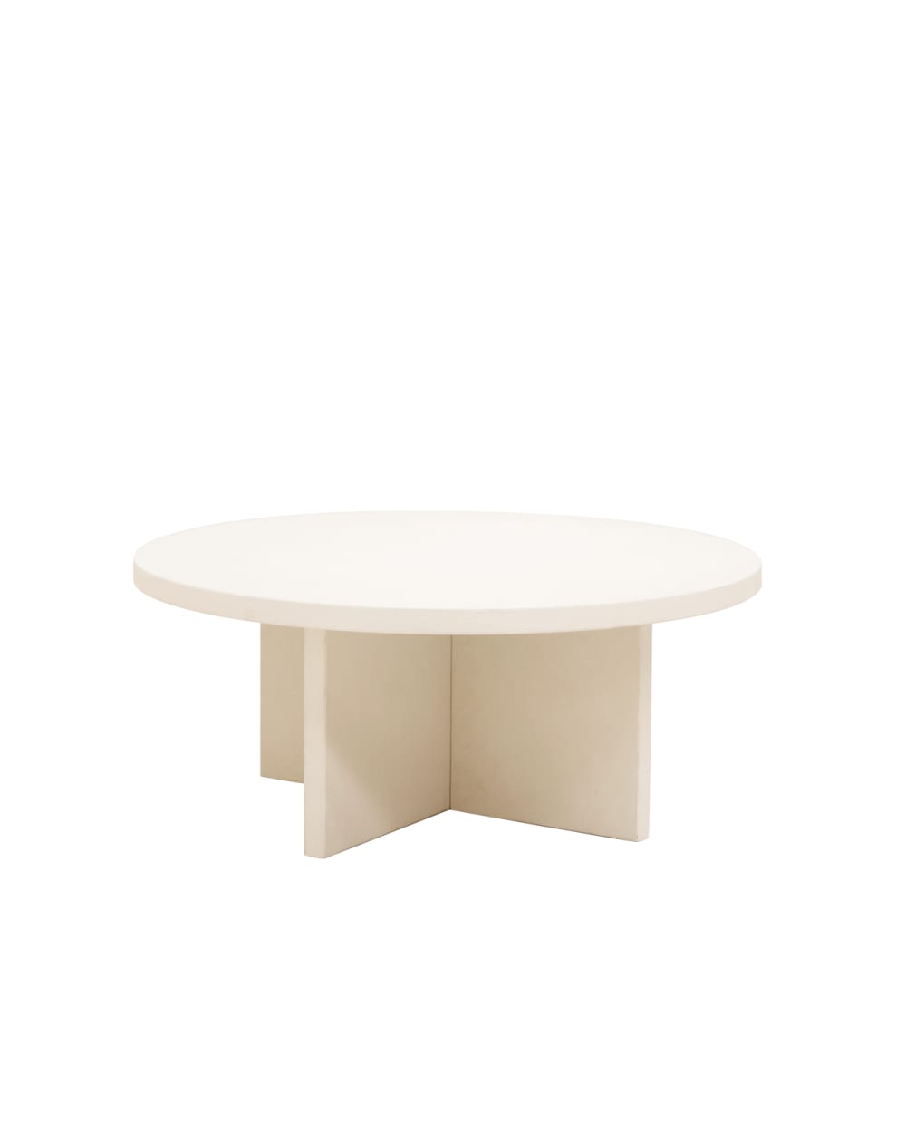 Table basse ronde en microciment blanc cassé de Ø80x33cm