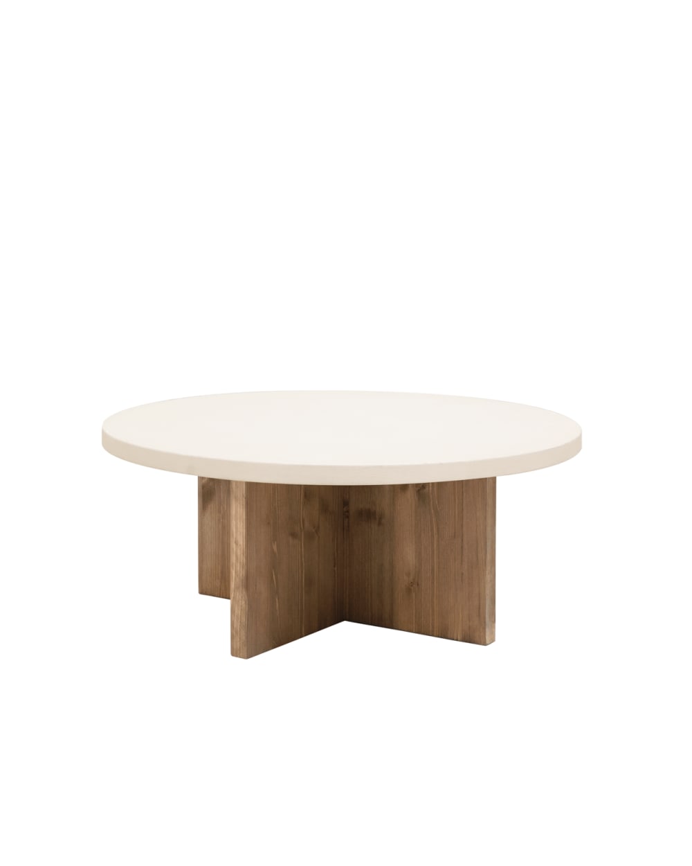 Table basse ronde en microciment blanc cassé et vieilli Ø80x33cm
