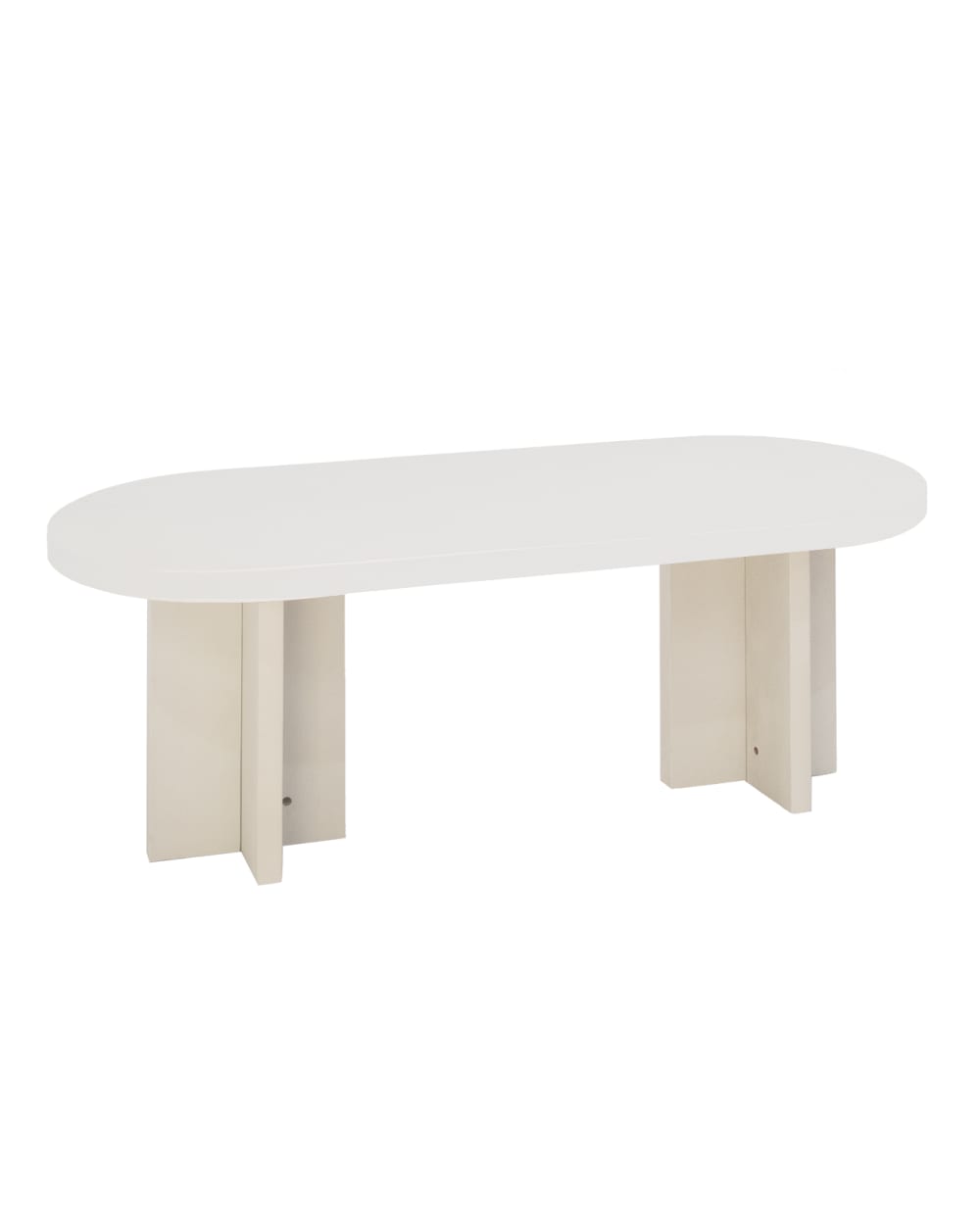 Table basse en microciment blanc cassé de 120x40cm