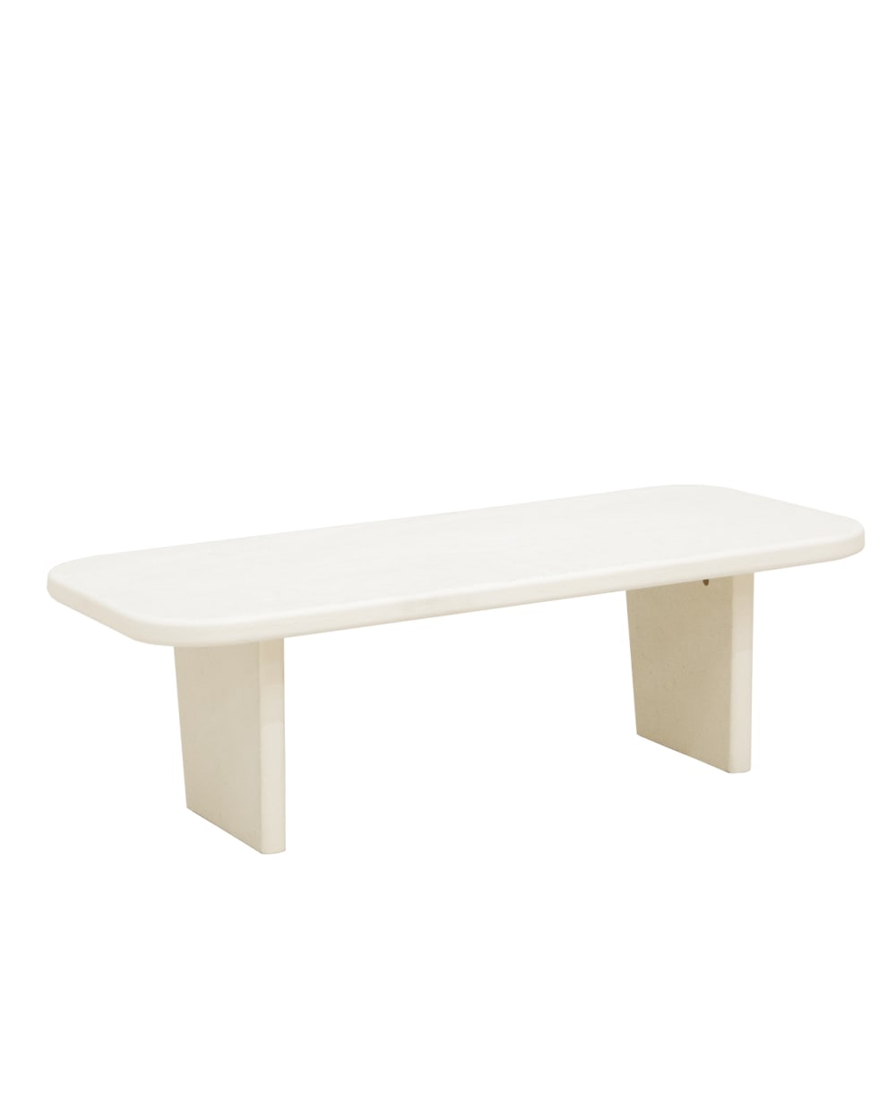 Table basse en microciment avec deux pieds blanc cassé 95x30cm